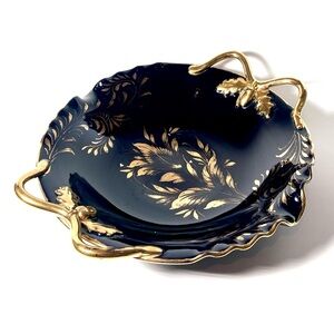 Vintage Mid Century Italian Gold and Black Bowl